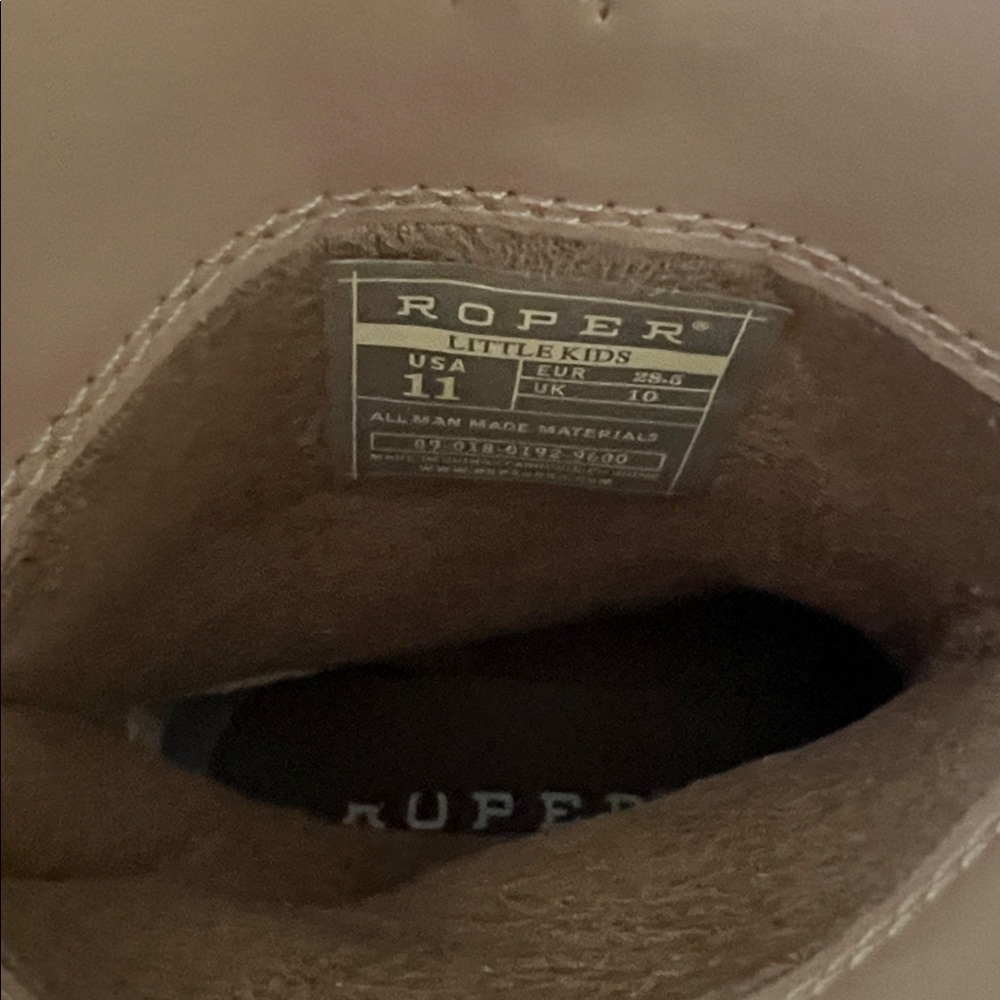 Roper Pink & Brown Square Toe Boots Girls Size 11 - Picture 5 of 5